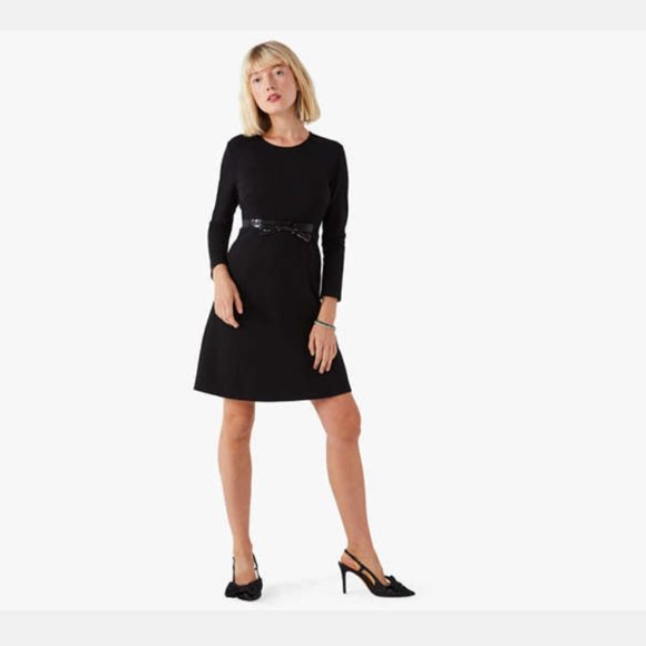 kate spade Bow-waist Ponte black Dress size medium like new - Picture 2 of 7